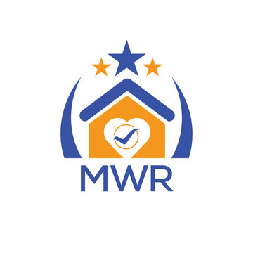 MWR House logo Letter logo and star icon. Blue vector image on white background. KJG house Monogram home logo picture design and best business icon. 
