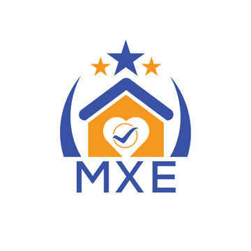 MXE House logo Letter logo and star icon. Blue vector image on white background. KJG house Monogram home logo picture design and best business icon. 
