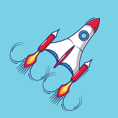 Cute cartoon rocket vector illustration