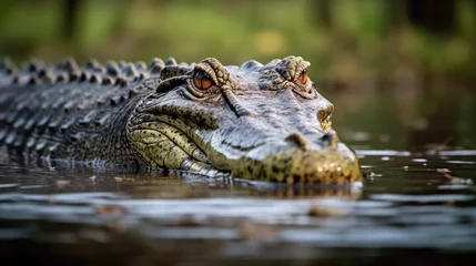 Fototapeten a closeup shot of a swimming crocodile © Miles Miller
