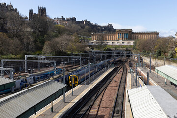 Edinburgh Scotland. Trains. Trainstation.
