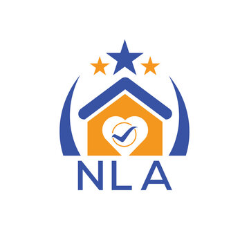 NLA House logo Letter logo and star icon. Blue vector image on white background. KJG house Monogram home logo picture design and best business icon. 

