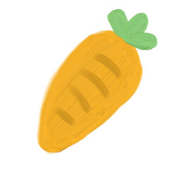 cute carrot oil painting isolated on white background