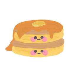 cute pancake oil painting isolated on white background