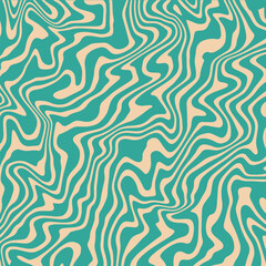 Fototapeta premium Abstract retro hypnotic wavy lines pattern. Trendy groovy square background. Marble liquid texture. Vintage distorted lines and swirls. Trippy hippie nostalgia design. Vector illustration