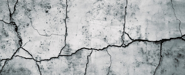 Obraz premium Gray black and white cracked aged cement surface texture. Generative Ai Illustration.