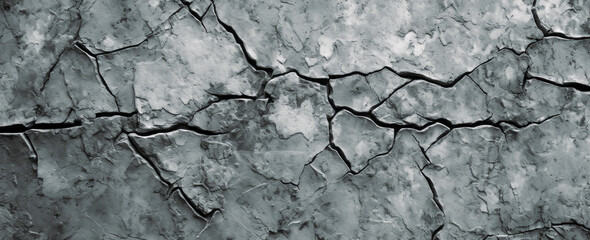 Gray black and white cracked aged cement surface texture. Generative Ai Illustration.