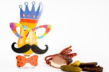 Fathers day. Modern icon with mug of happy beer. White background.