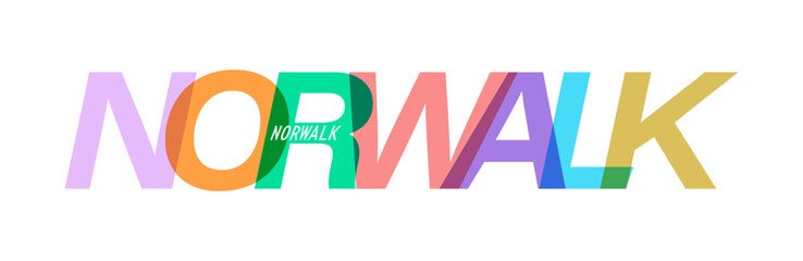 NORWALK. The name of the city on a white background. Vector design template for poster, postcard, banner