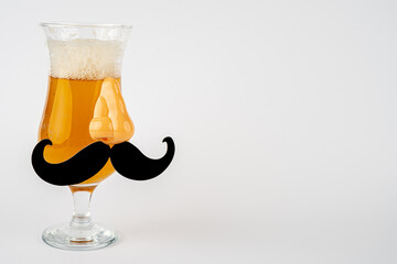 Fathers day. Modern icon with mug of happy beer. White background.