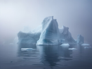 Fototapeta na wymiar glacial iceberg in foggy seas