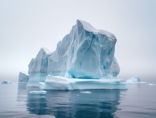 glacial iceberg in foggy seas