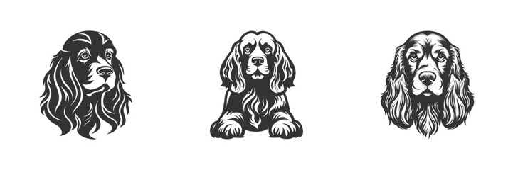 Spaniel icons. Drawing vector illustration.