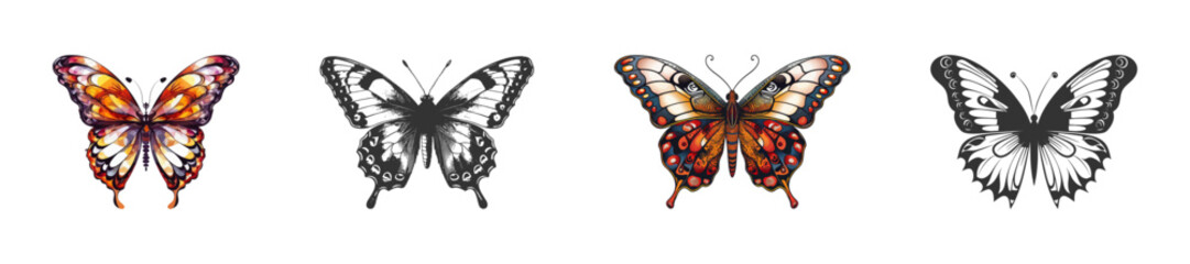 Butterfly icons. Cartoon vector illustration.