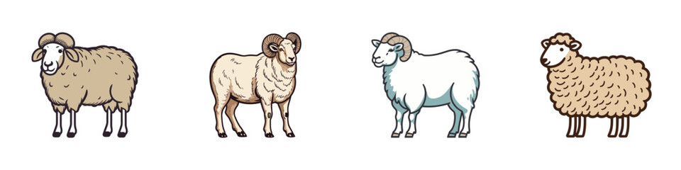 Drawing sheep. Cartoon vector illustration.