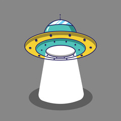 Cute Cartoon ufo vector illustration icon