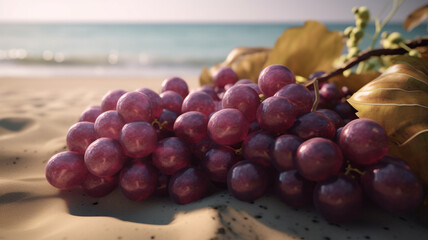 Beachy image showcases a juicy grape. Generative AI