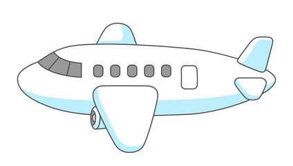 Flying cartoon airplane. Travel illustration and tourism item.