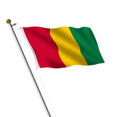 Guinea Flagpole 3d illustration with clipping path
