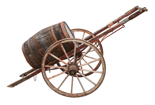 Ancienne charrette pour le transport de tonneau