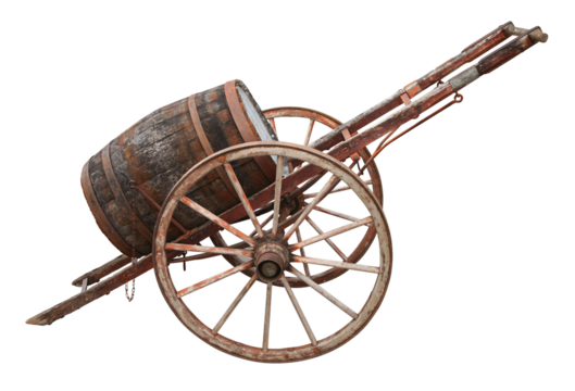 Ancienne charrette pour le transport de tonneau