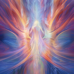 Obraz premium Abstract digital artwork depicting vibrant and dynamic psychic waves flowing and intersecting, representing the power and energy of the mind and consciousness