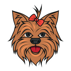 Yorkshire terrier. Vector illustration of a cute puppy. Beautiful domestic dog