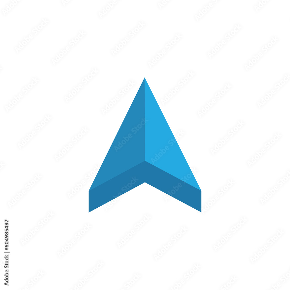 Poster blue arrow as direction navigator in compas and other gyroscope devices. user interface. vector illu