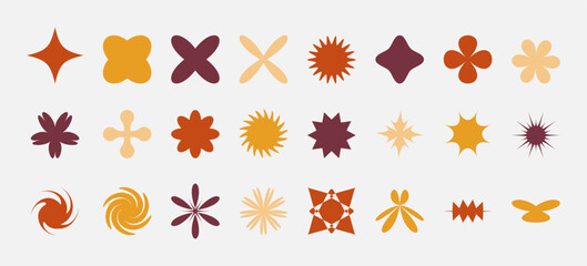 Set of colorful brutalist bauhaus shapes. Futuristic y2k elements	