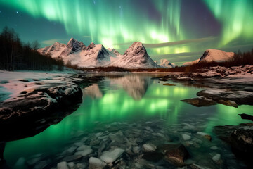 Fototapeta na wymiar Aurora Borealis, Nordlicht, Polarlicht