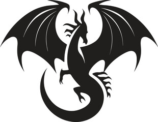 black dragon tattoo. dragon logo. dragon tribal. vector illustration.