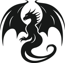 black dragon tattoo. dragon logo. dragon tribal. vector illustration.