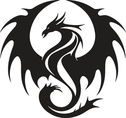 black dragon tattoo. dragon logo. dragon tribal. vector illustration.