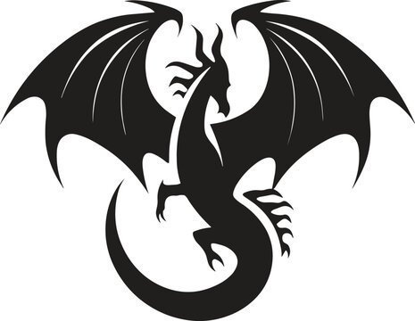 recommend clip art: black dragon tattoo. dragon logo. dragon tribal. vector illustration.