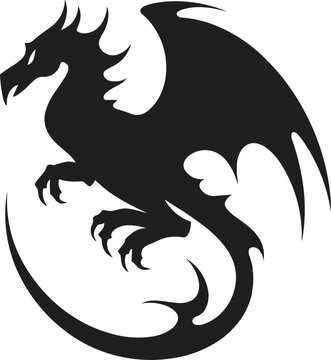 black dragon tattoo. dragon logo. dragon tribal. vector illustration.