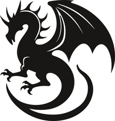 black dragon tattoo. dragon logo. dragon tribal. vector illustration.