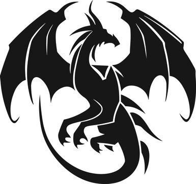 recommend clip art: black dragon tattoo. dragon logo. dragon tribal. vector illustration.