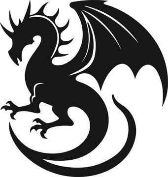 recommend clip art: black dragon tattoo. dragon logo. dragon tribal. vector illustration.