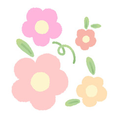 Cute Pastel flowers doodle.