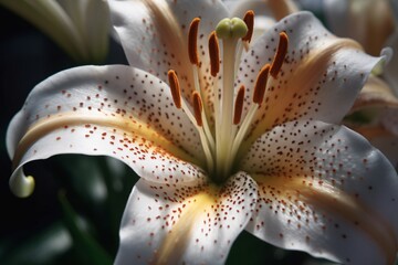 A close up of a lily