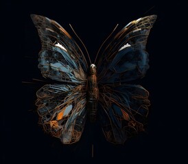 "butterfly on black background"Ai