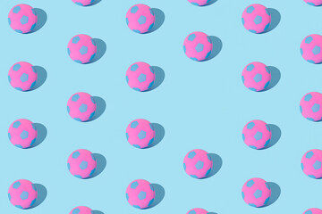 Abstract composition of small balls pattern on blue background. Copy space. Concept of sport,...