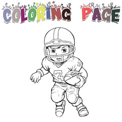 Kid Wear Rugby Uniform For Coloring Book Or Coloring Page For Kids Vector Clipart Illustration