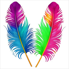 Vector illustration of colored feathers for carnival