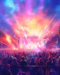 The summer music festival produced a lively open air concert. (Generative AI) - 604992403