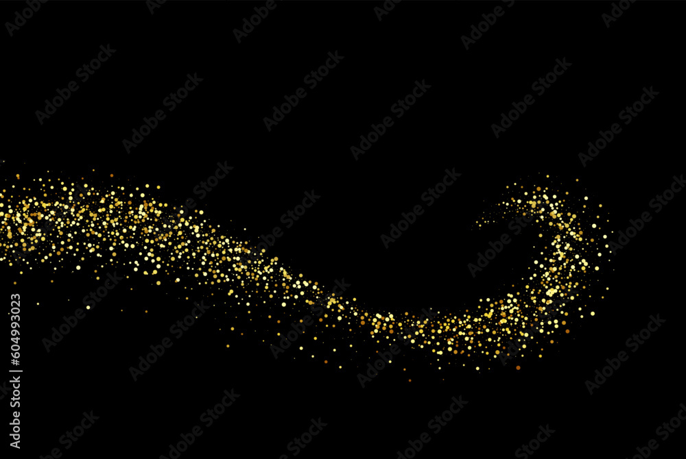 Aufkleber abstract golden shiny design element with confetti glitter effect on black background for greeting c