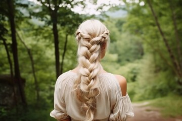 Serene Bridal Bohemian Hairstyle in Nature's Embrace. Ai