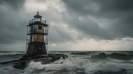 Lighthouse in the sea Generative AI