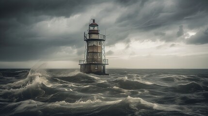 Lighthouse in the sea Generative AI