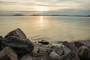 Balaton beach in Hungary, at sunset